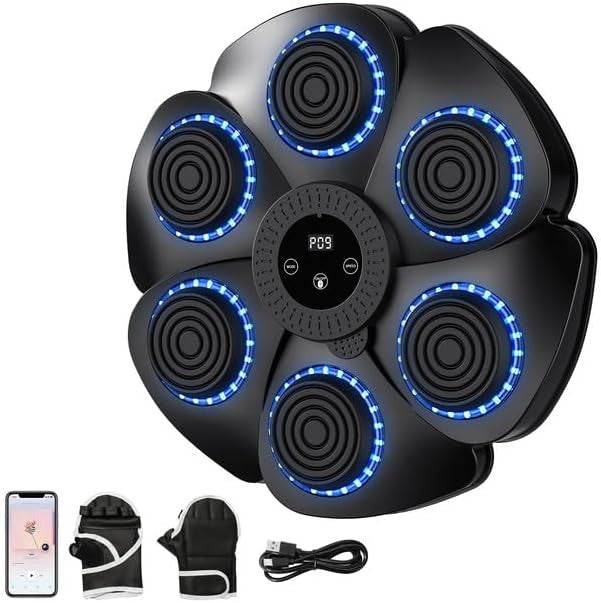 Music Boxing Machine Bluetooth LED Wall Mount Punch Trainer Home Workout
