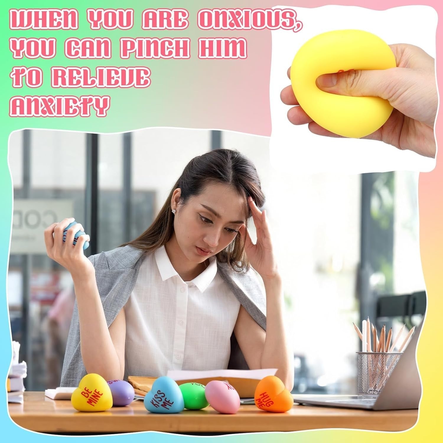 36 Pack Heart Stress Balls Mini Valentine Fidget Toys Stress Relief