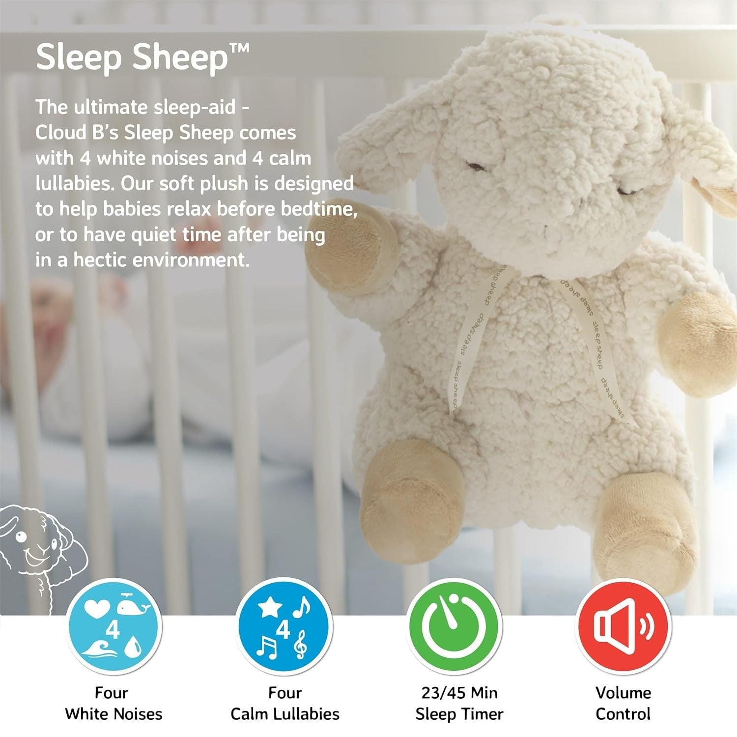 Sleep Sheep Plush White Noise Baby Sleep Aid Cuddly Anxiety Toy