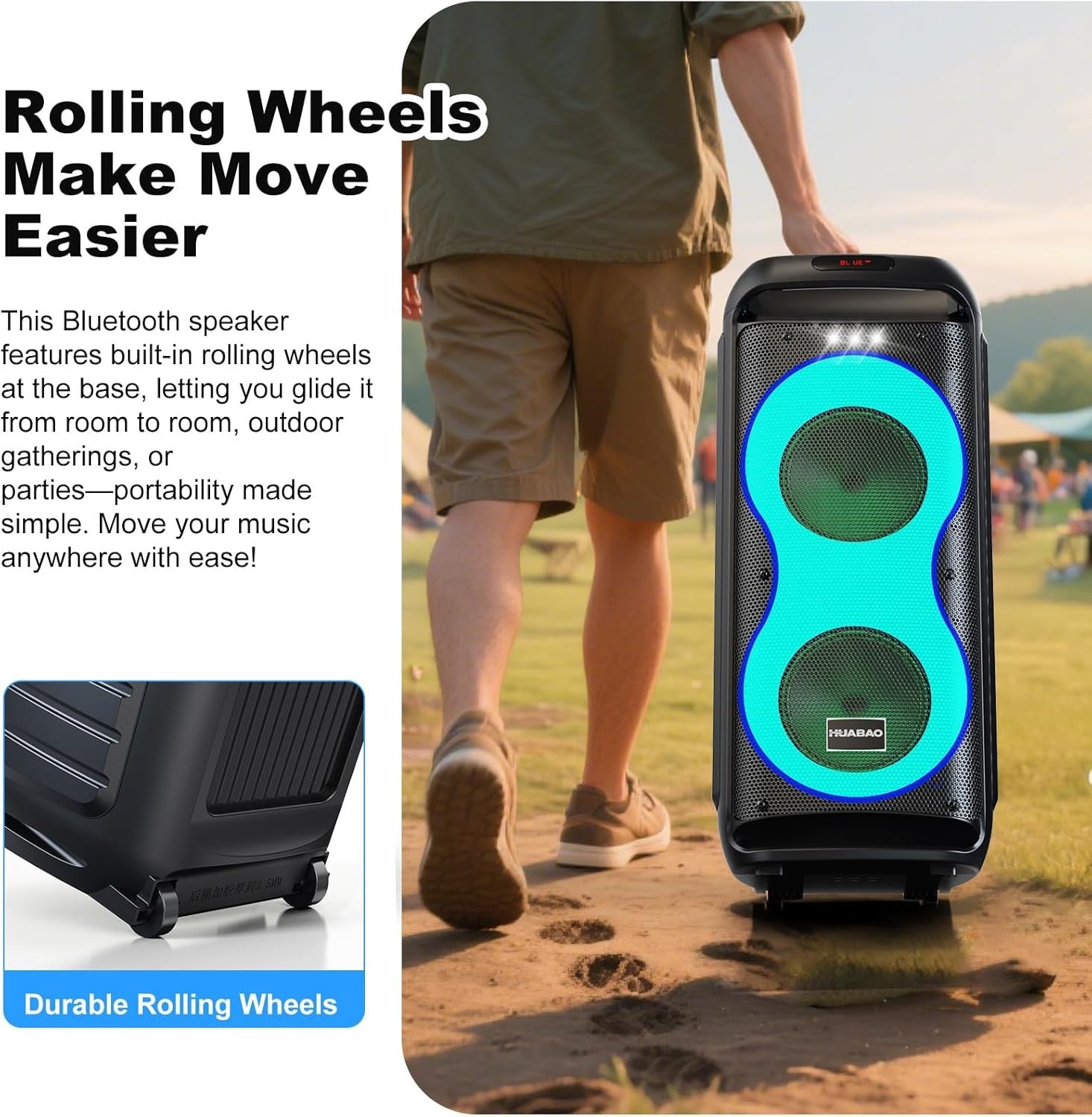 Bluetooth Karaoke Speaker 40W Dual Woofers 2 Mics