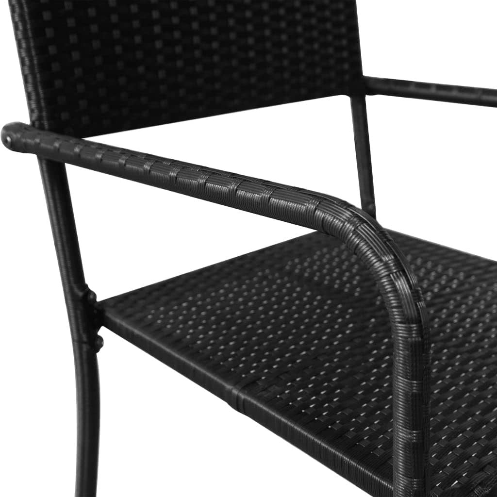 Stackable Garden Dining Chairs Set of 2 Poly Rattan Patio Balcony Seat