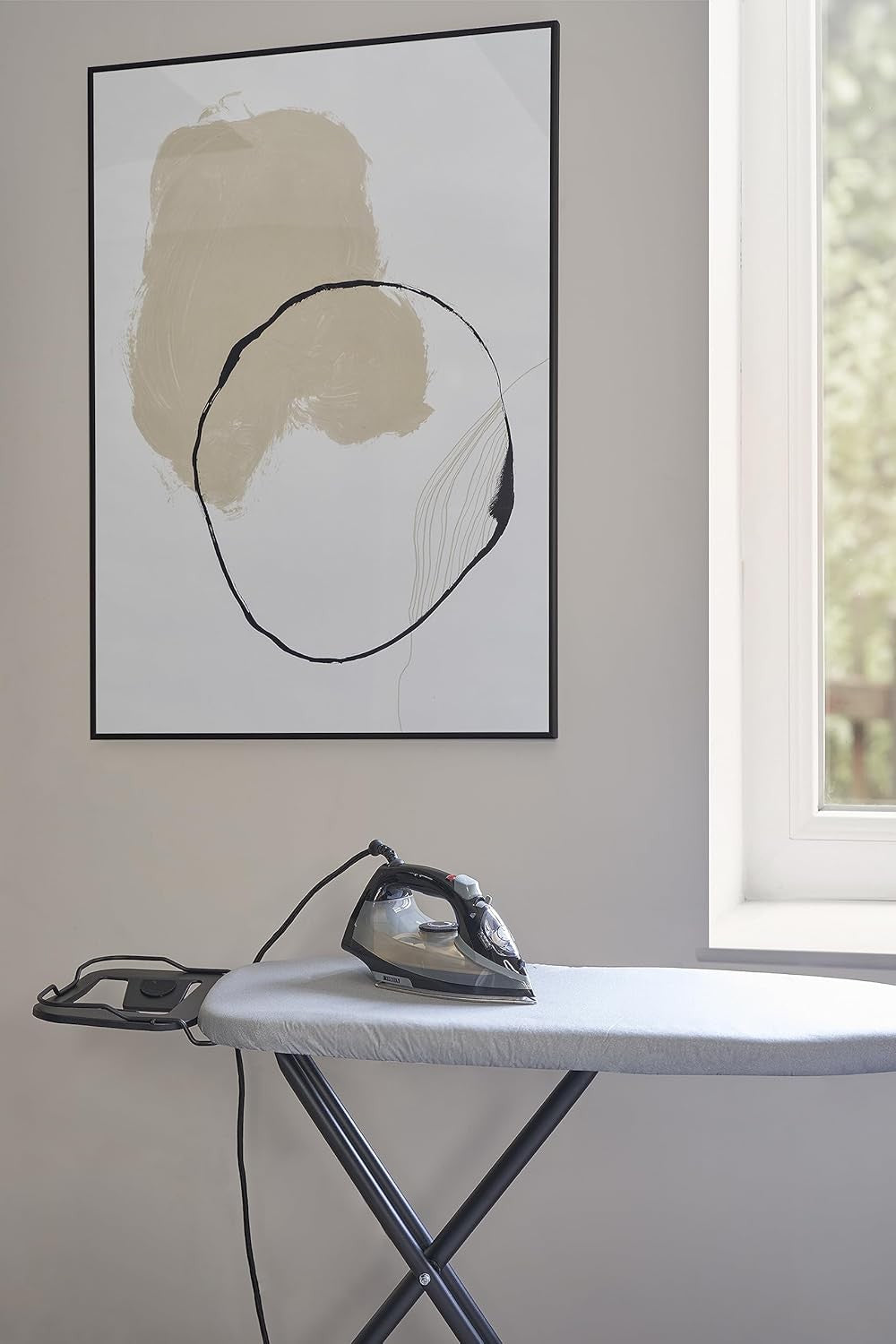 Classic Folding Ironing Board Light Grey Adjustable Height with Iron Rest