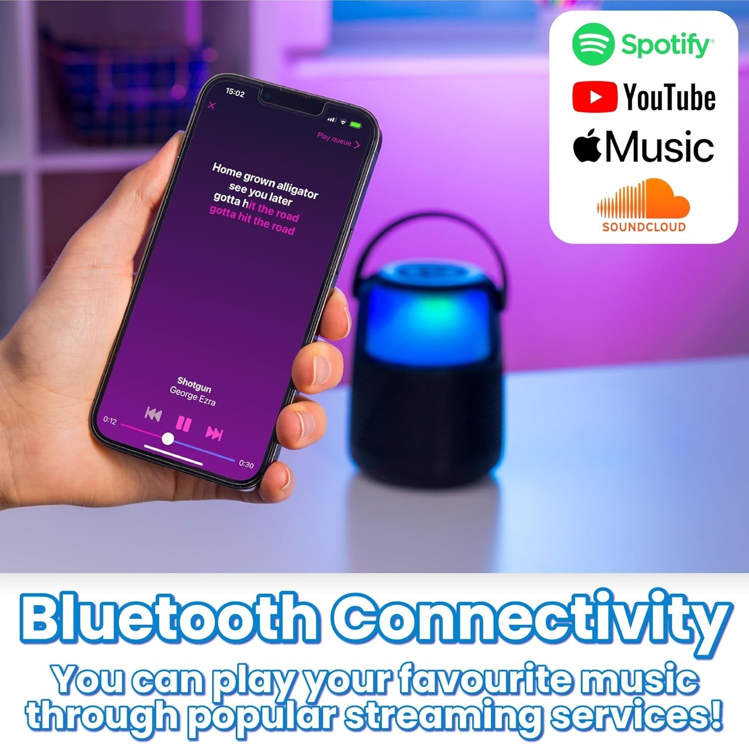 Kids Bluetooth Karaoke Machine with 2 Wireless Mics LED Speaker