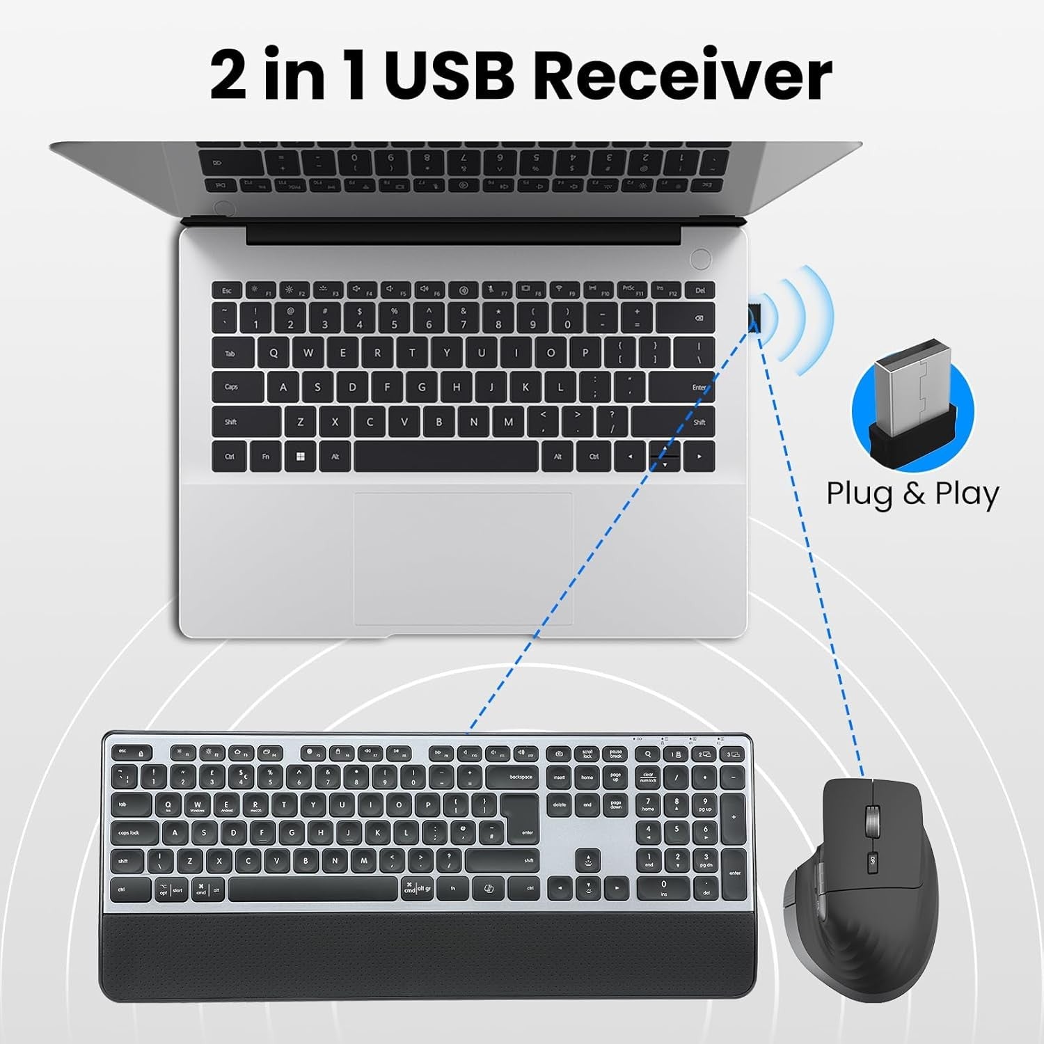 Wireless Keyboard Mouse Set Dual Bluetooth Backlit