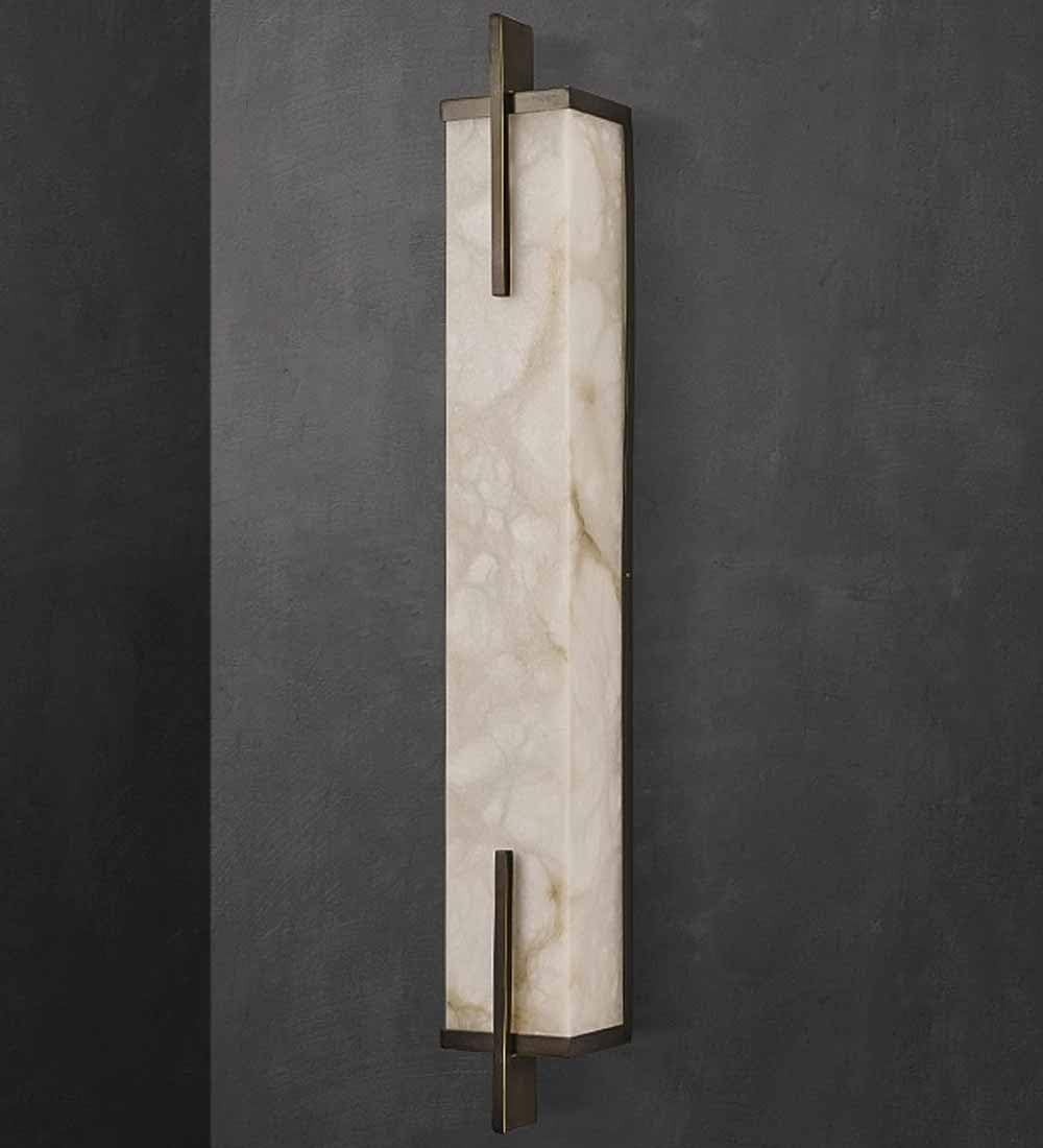 Modern Marble Wall Sconce Light LED Alabaster Brass Indoor Lamp