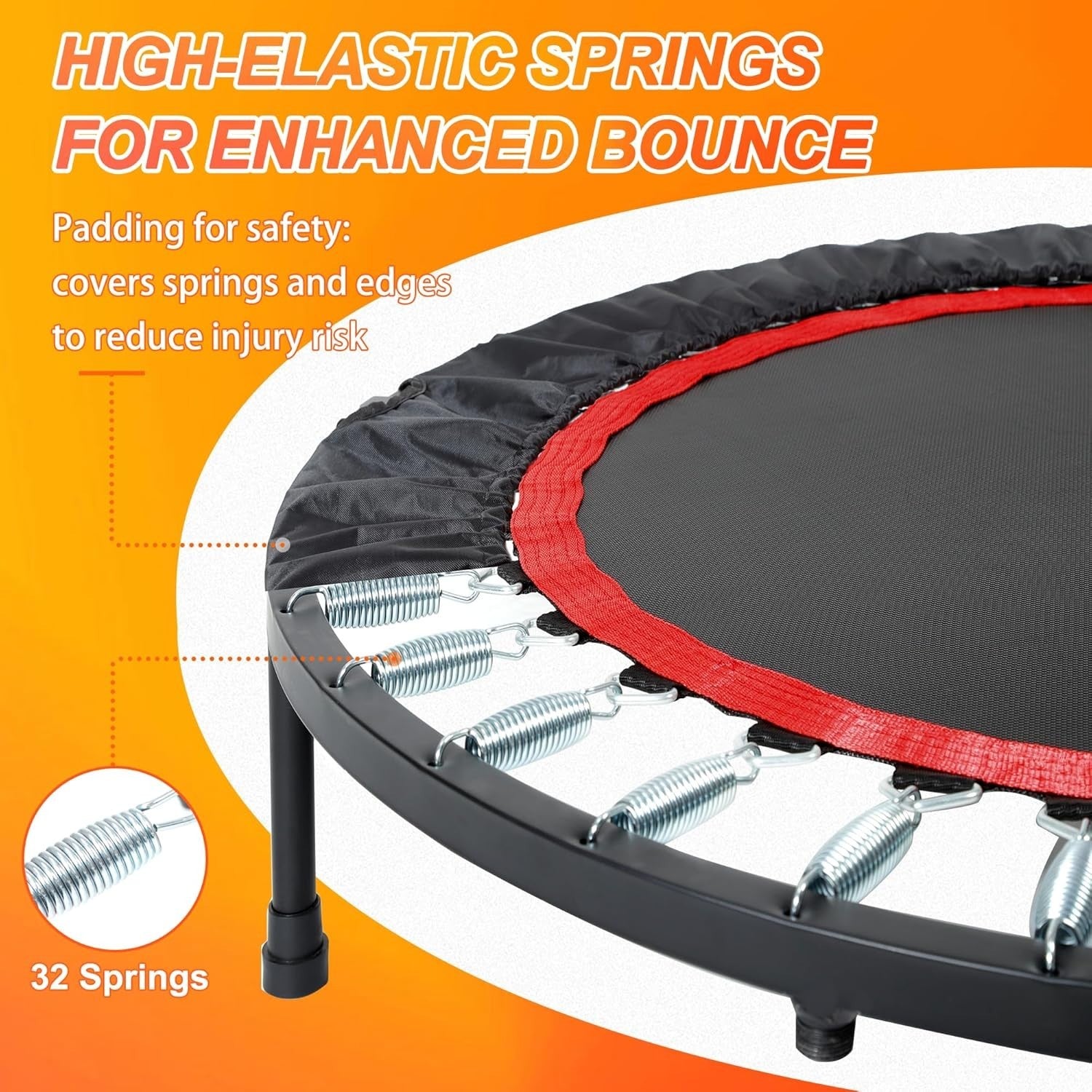 40in Folding Fitness Rebounder Adjustable Handle Heavy Duty Indoor