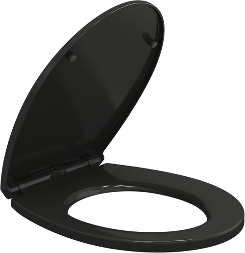 Soft Close Black Toilet Seat O-Shape Quick Release Adjustable Hinges PP