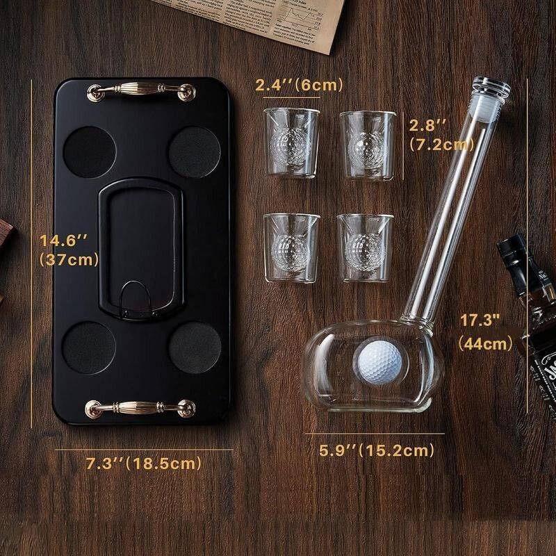 Golf Whiskey Decanter Set with 4 Glasses – Gift for Golfers & Bar Display