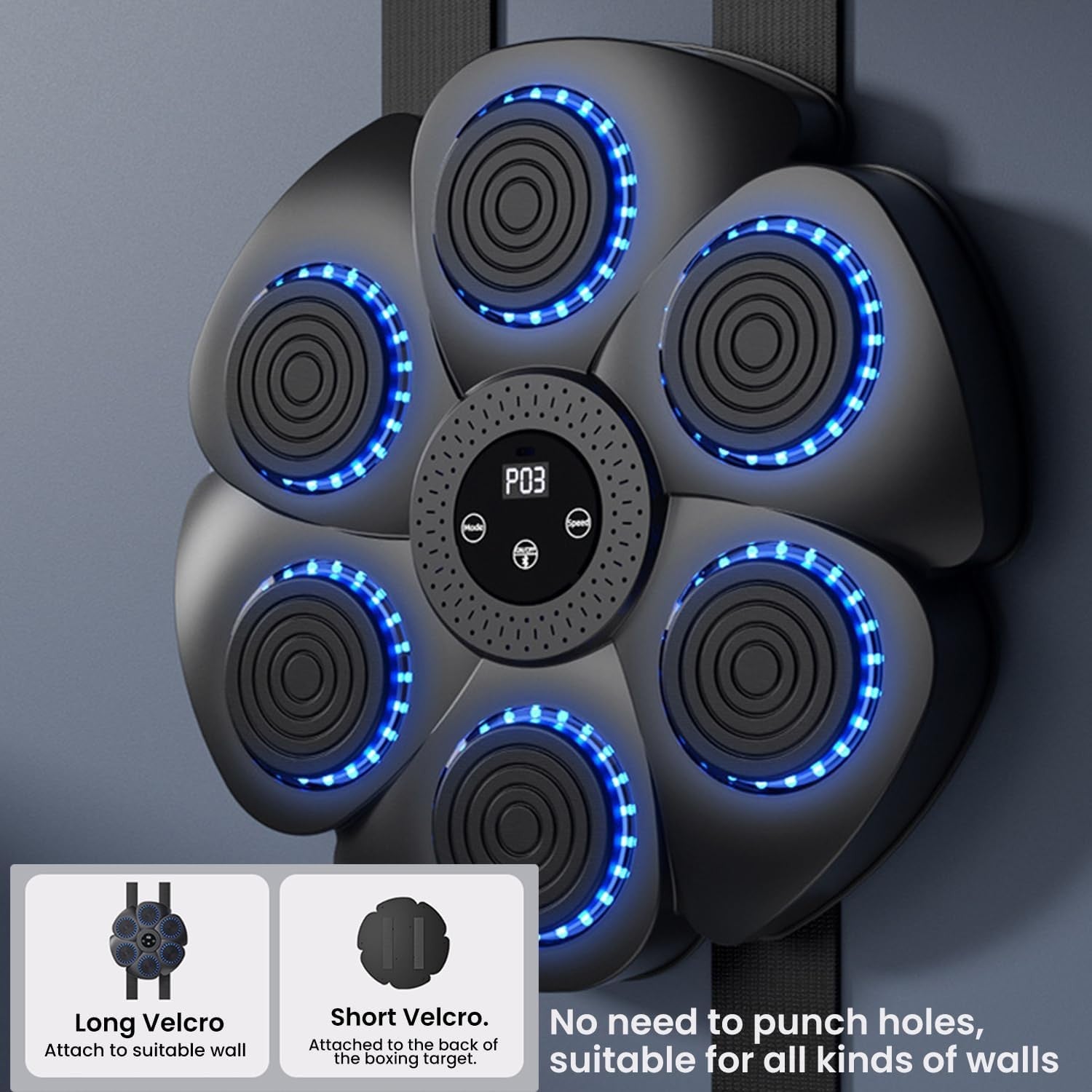 Music Boxing Machine Bluetooth LED Wall Punch Trainer Home Fitness