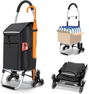 58L Folding 6-Wheel Shopping Trolley Black Stair Climbing Cart