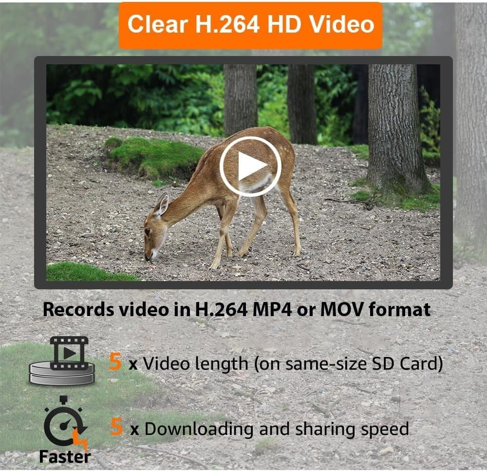 64MP Trail Camera 1296P Night Vision Wildlife Hunting Camera 100ft