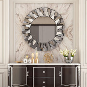 Large 80cm Round Sunburst Wall Mirror - Beveled Glass, Decorative Home Decor