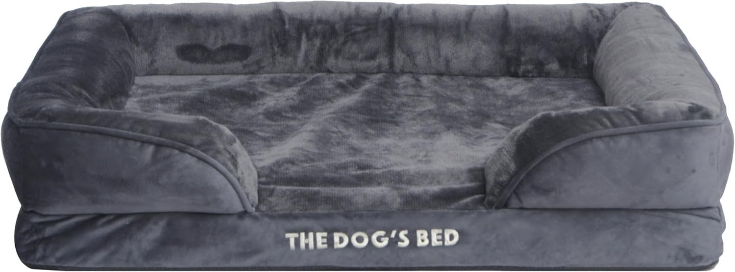 Large Orthopedic Dog Bed Plush Bolster Washable 89x63cm