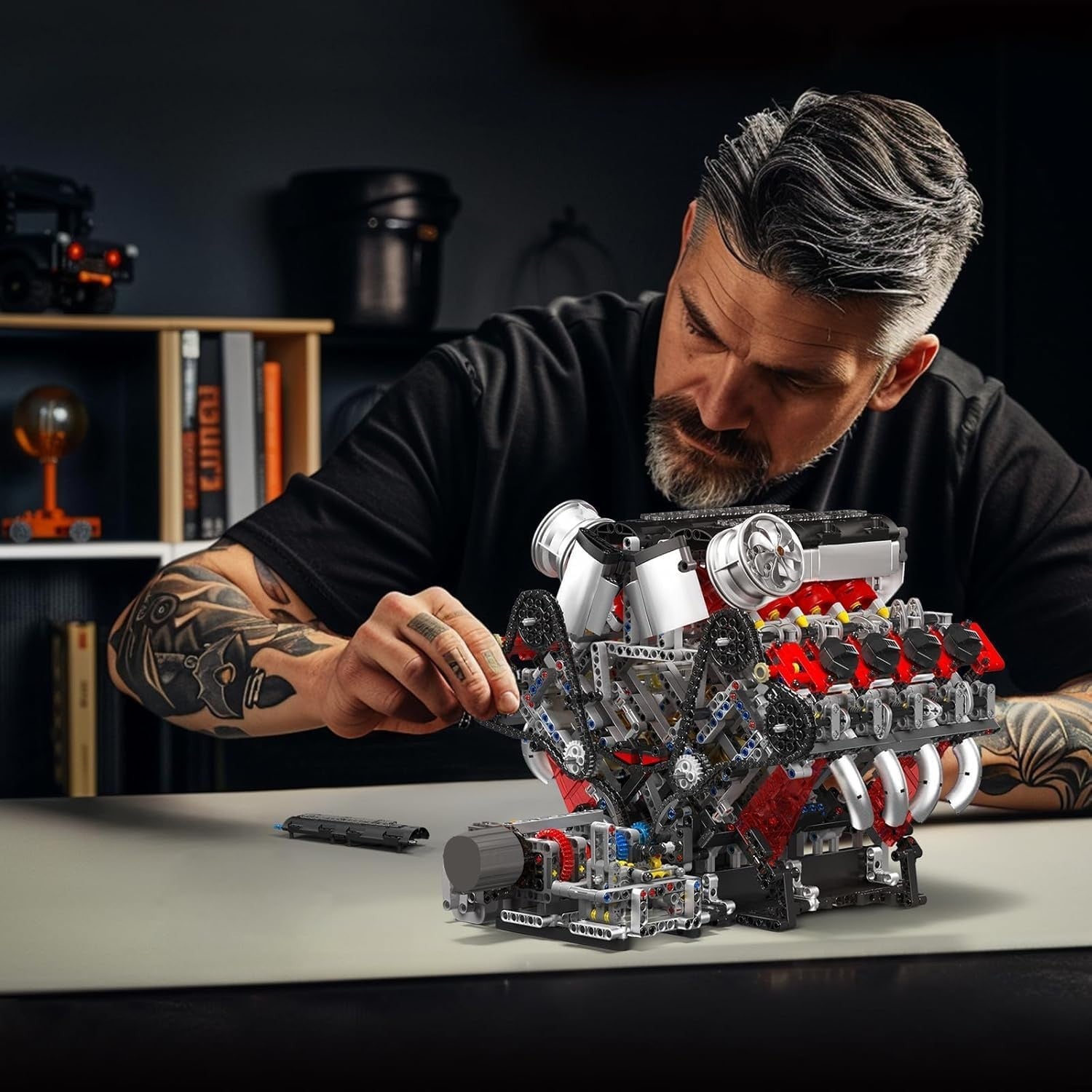 Working V8 Engine Model Kit 2718pcs STEM Turbo Motor Toy for Adults DIY