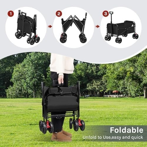 Folding Garden Trolley Wagon 80kg Heavy Duty Cart Beach Camping Wheels