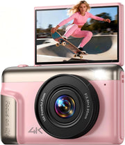 4K 64MP Digital Camera Flip Screen Vlogging Anti-Shake Zoom Pink
