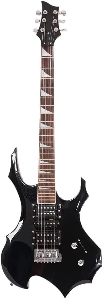 Electric Guitar Beginner Set HSH Pickups Tremolo Flame Style Black