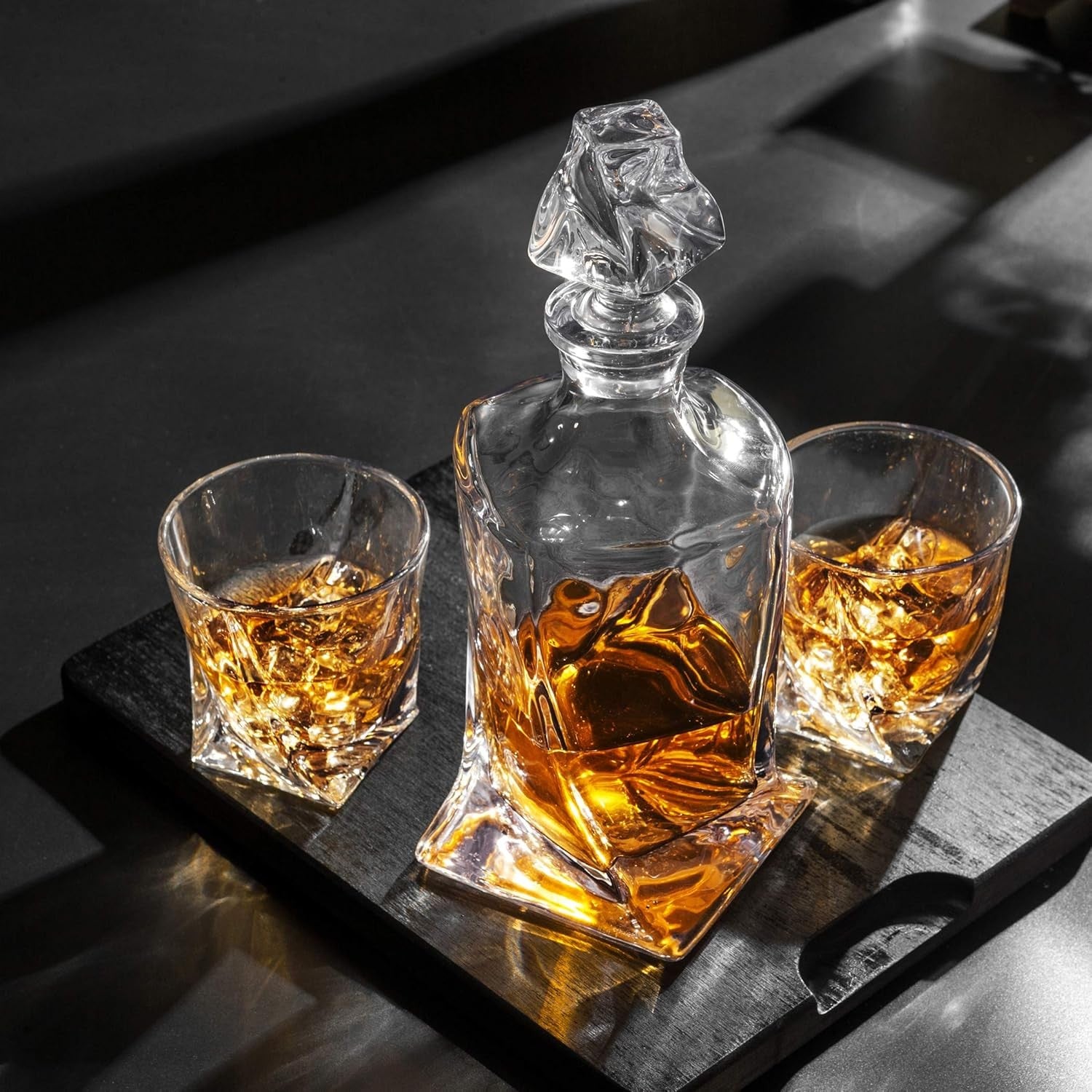 Crystal Whiskey Decanter Set 7-Piece 800ml + 6 Glasses 300ml Luxury Gift