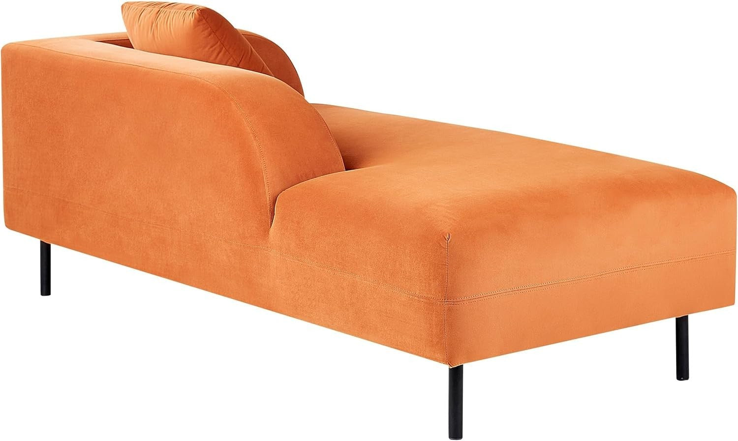 Right Hand Orange Velvet Chaise Lounge Retro Curvy Design with Cushion