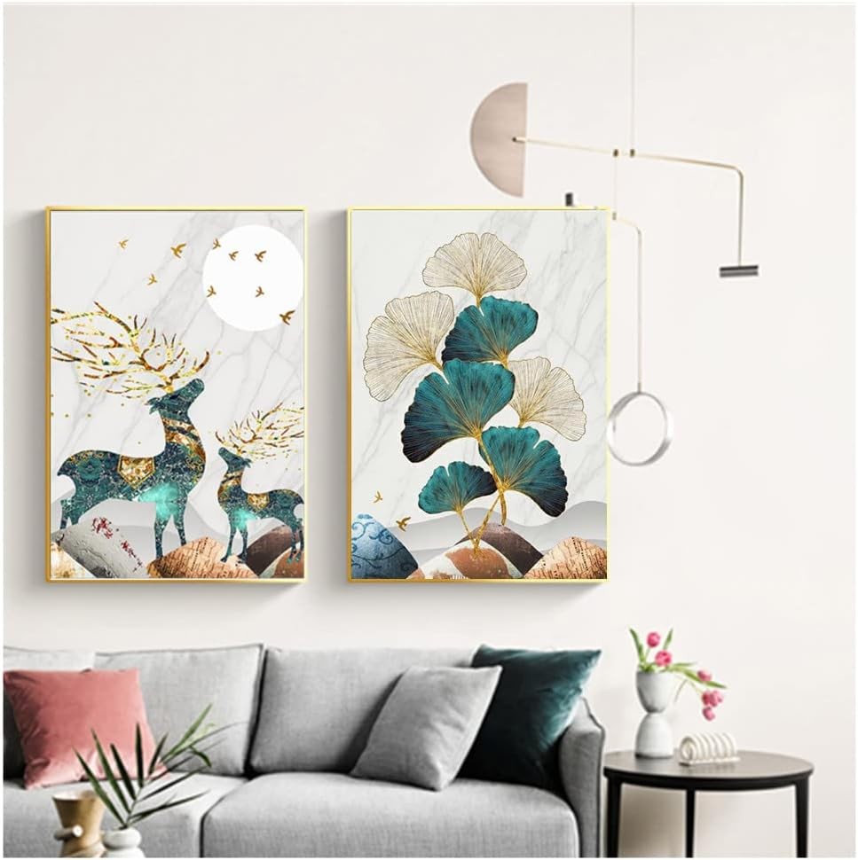 3-Piece Abstract Ginkgo Wall Art Canvas Prints Bedroom Living Room