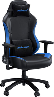 Large Ergonomic Gaming Chair Reclining PVC Leather Black Blue