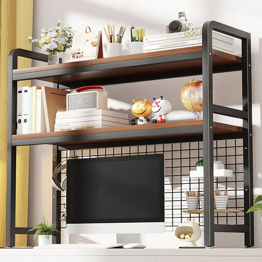 3-Tier Metal Wood Desktop Bookshelf Industrial Desk Hutch Organizer 135cm