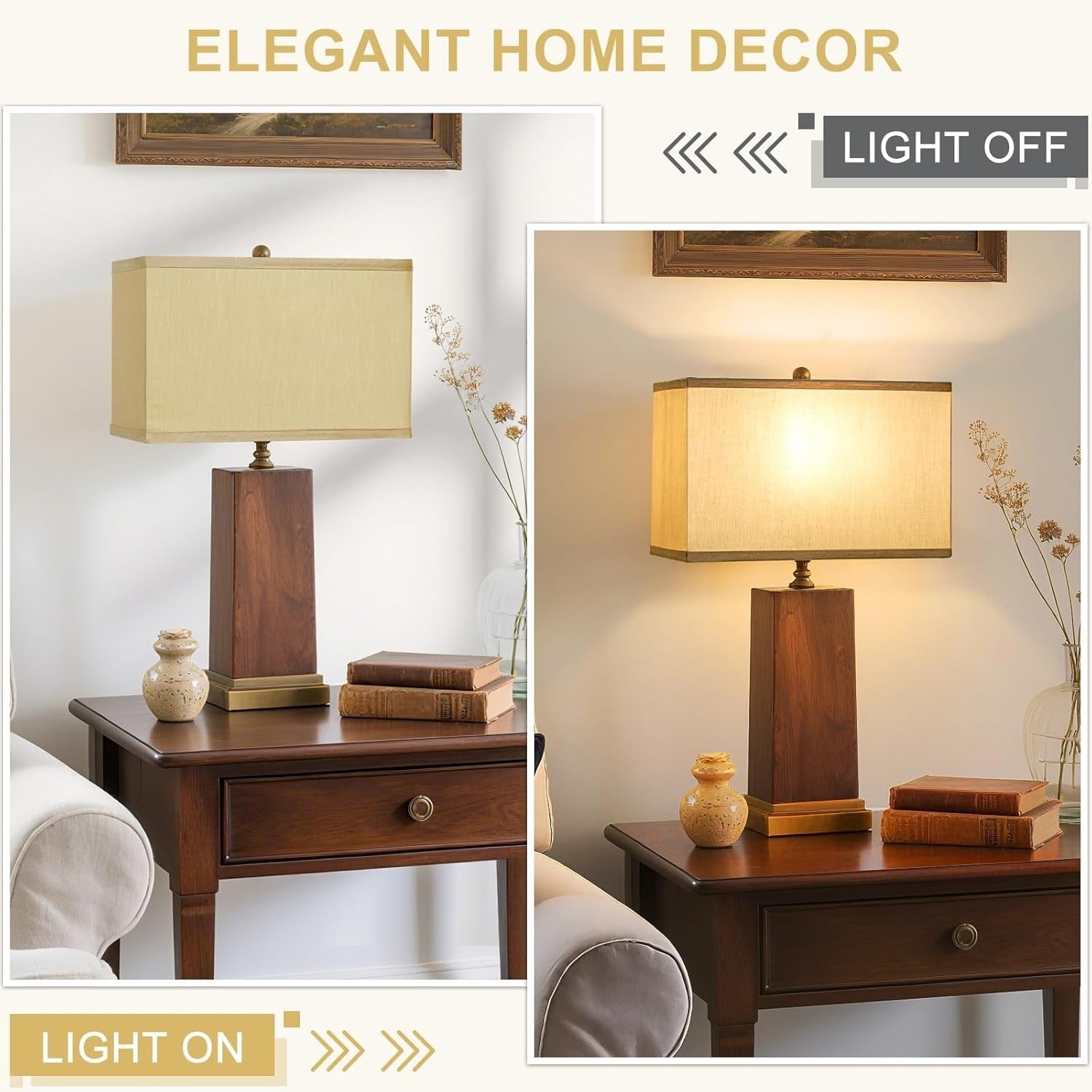 Large Gold Rectangle Lamp Shades Set of 2 Linen Spider Fit 16x8x10
