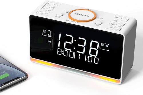 DAB+ FM Radio Alarm Clock Bluetooth Dual Alarm Snooze USB White LED