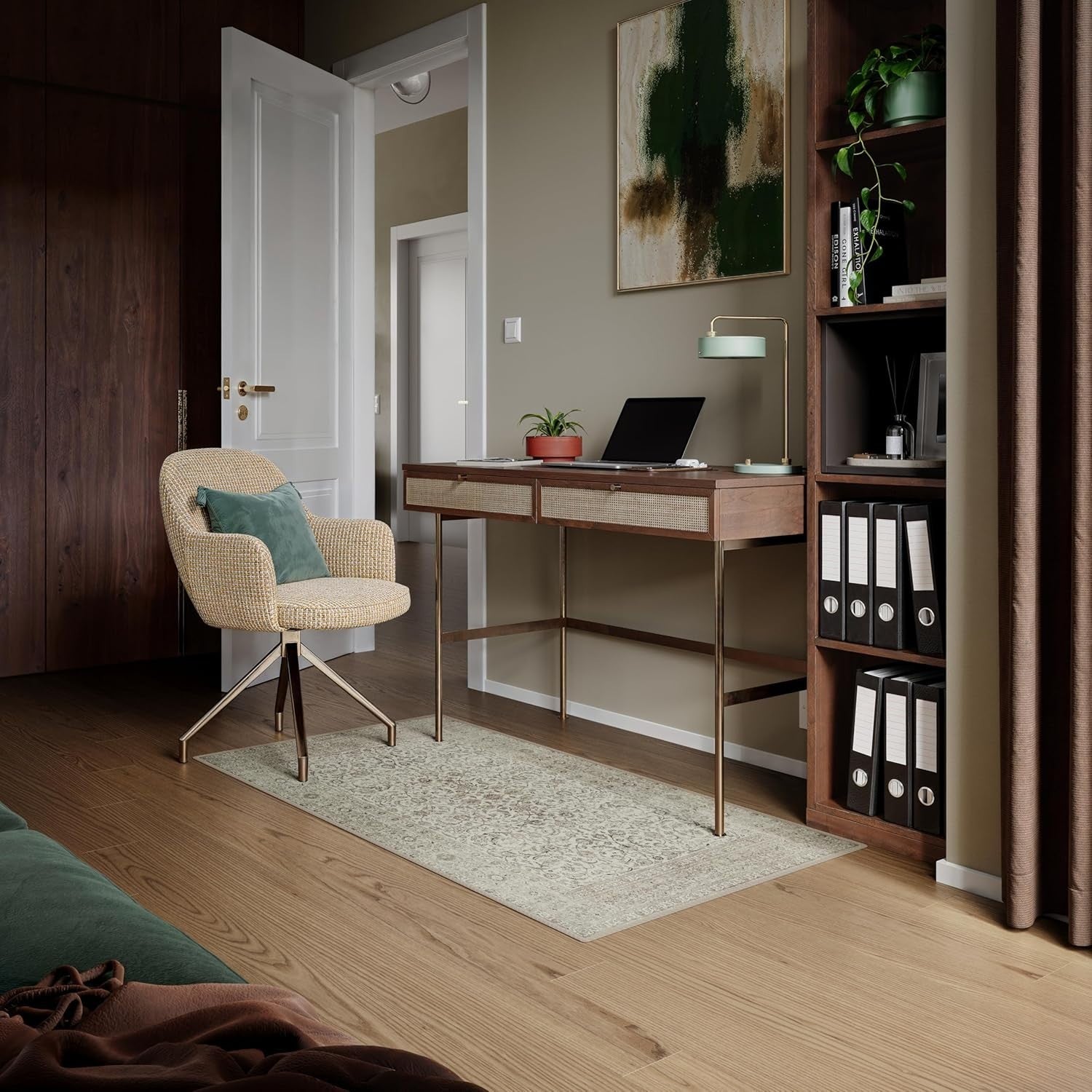 Washable Rug 80x150cm Non-Slip Soft Neutral Runner for Hallway Bedroom Office