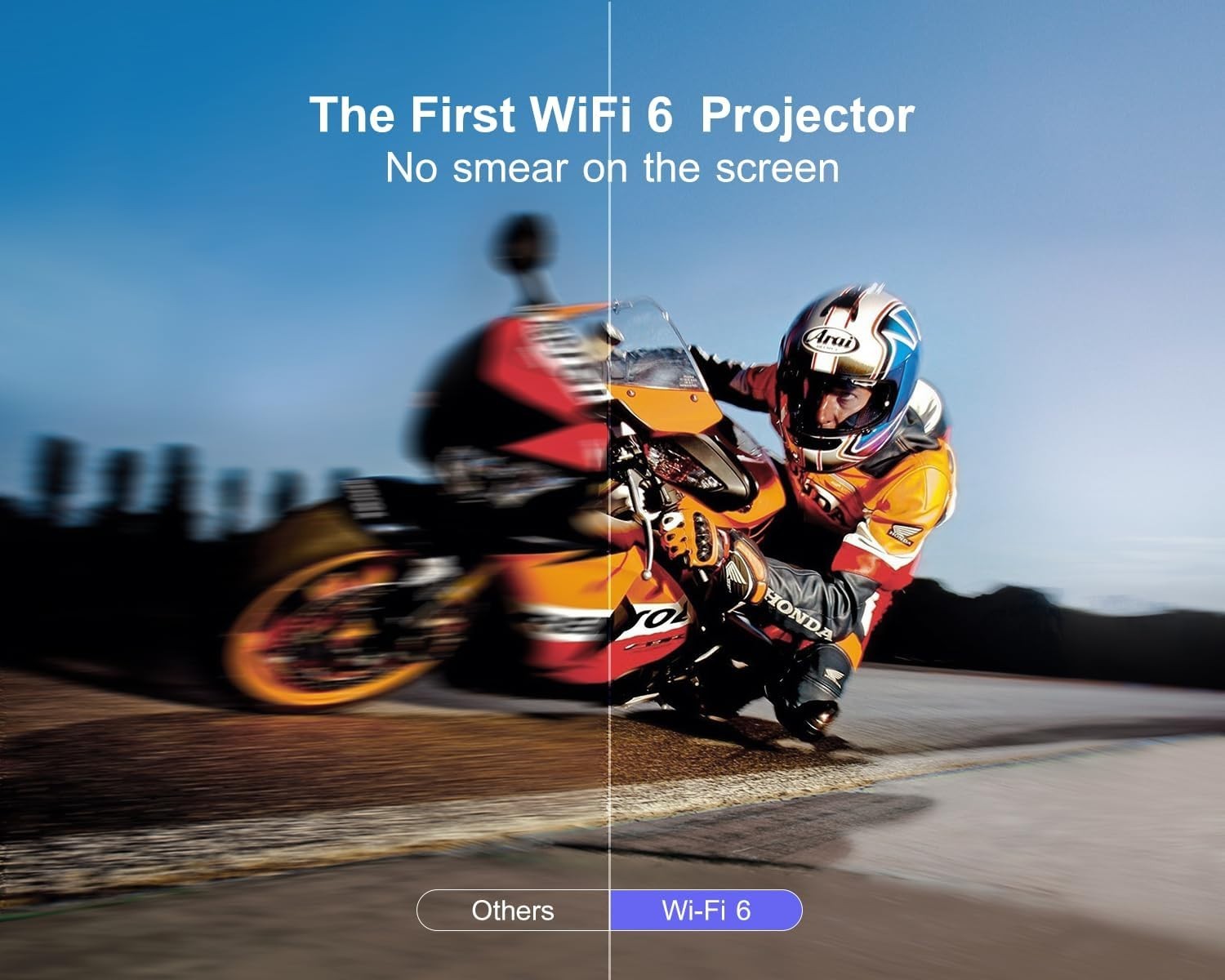 1080P WiFi 6 Bluetooth Projector Auto Focus 4K Support 300in Zoom