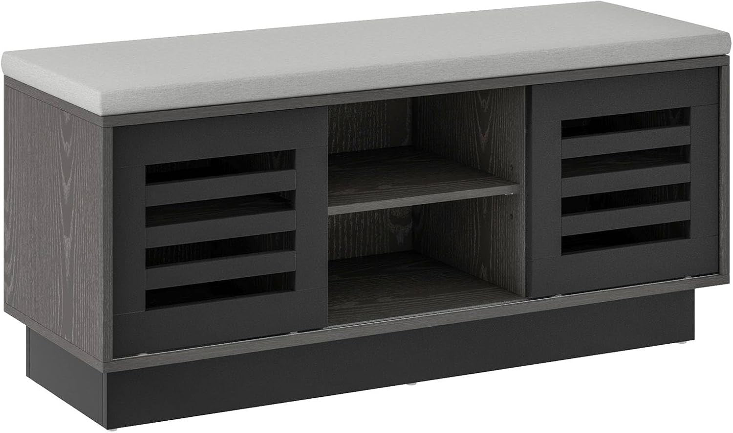 6-Compartment Grey Shoe Bench with Cushion & Adjustable Shelves for Home