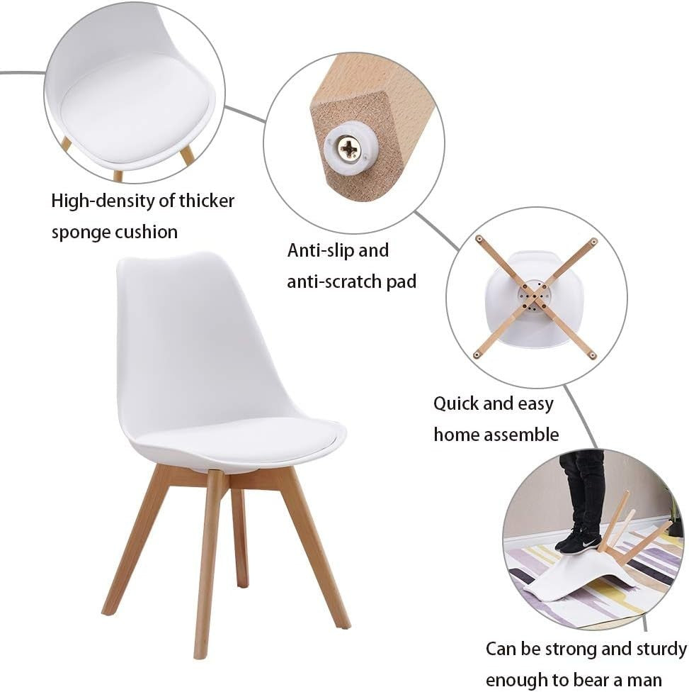 White Round Dining Table Set 4 Chairs – Modern Small Space Kitchen Café