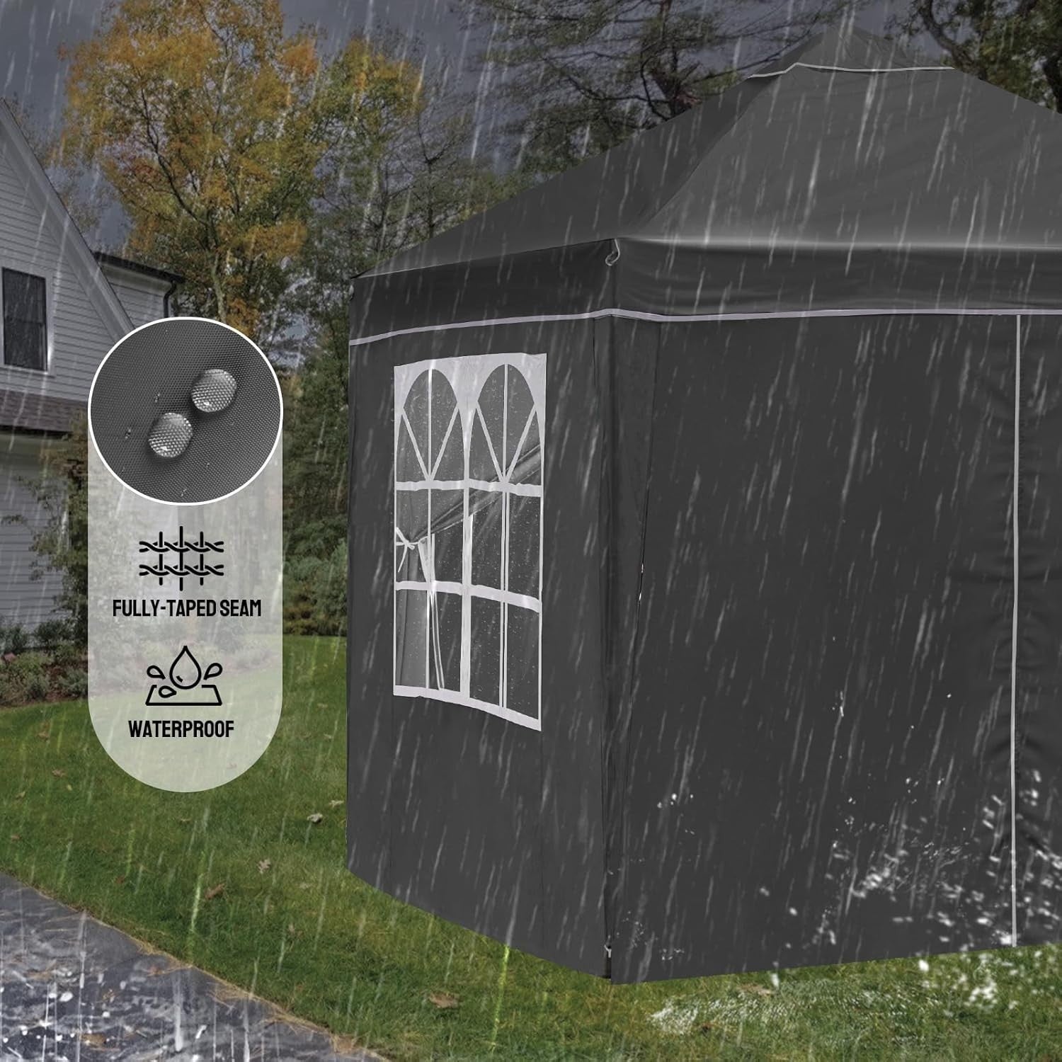 3x3M Grey Pop Up Gazebo With Removable Sides Waterproof Garden Party Tent Canopy