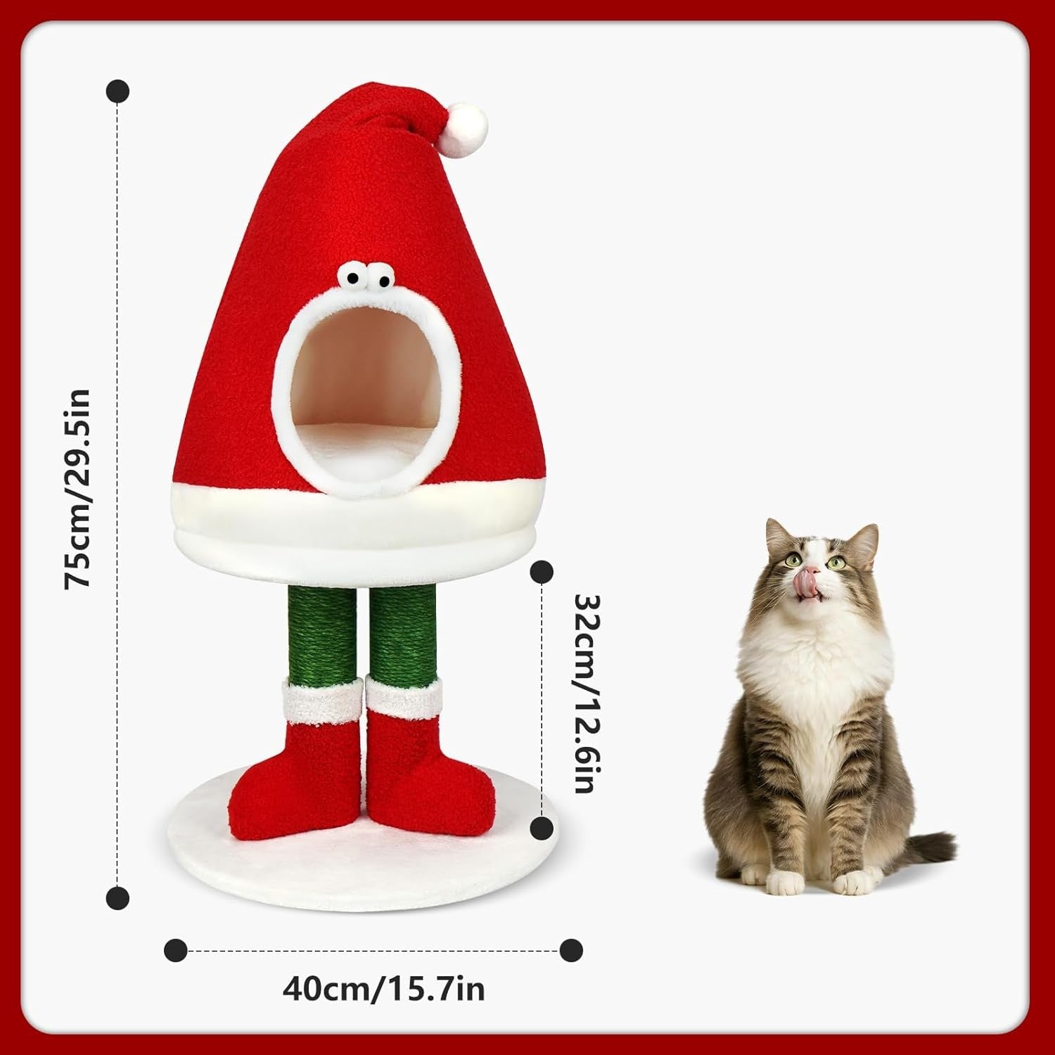 Festive Cat Tree Scratching Post with Cozy Bed Indoor Climbing Tower