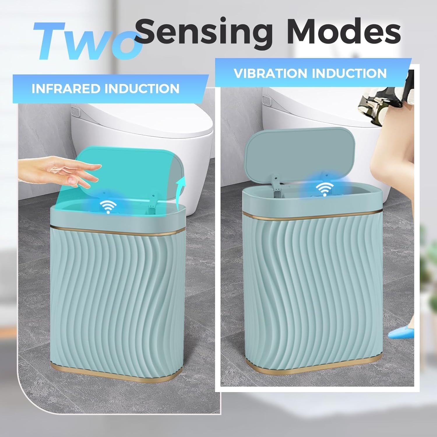 Automatic Touchless Bathroom Bin 2.6 Gallon Slim Motion Sensor Green