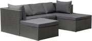 L-Shaped Rattan Garden Sofa Set with Cushions Weatherproof Outdoor Patio