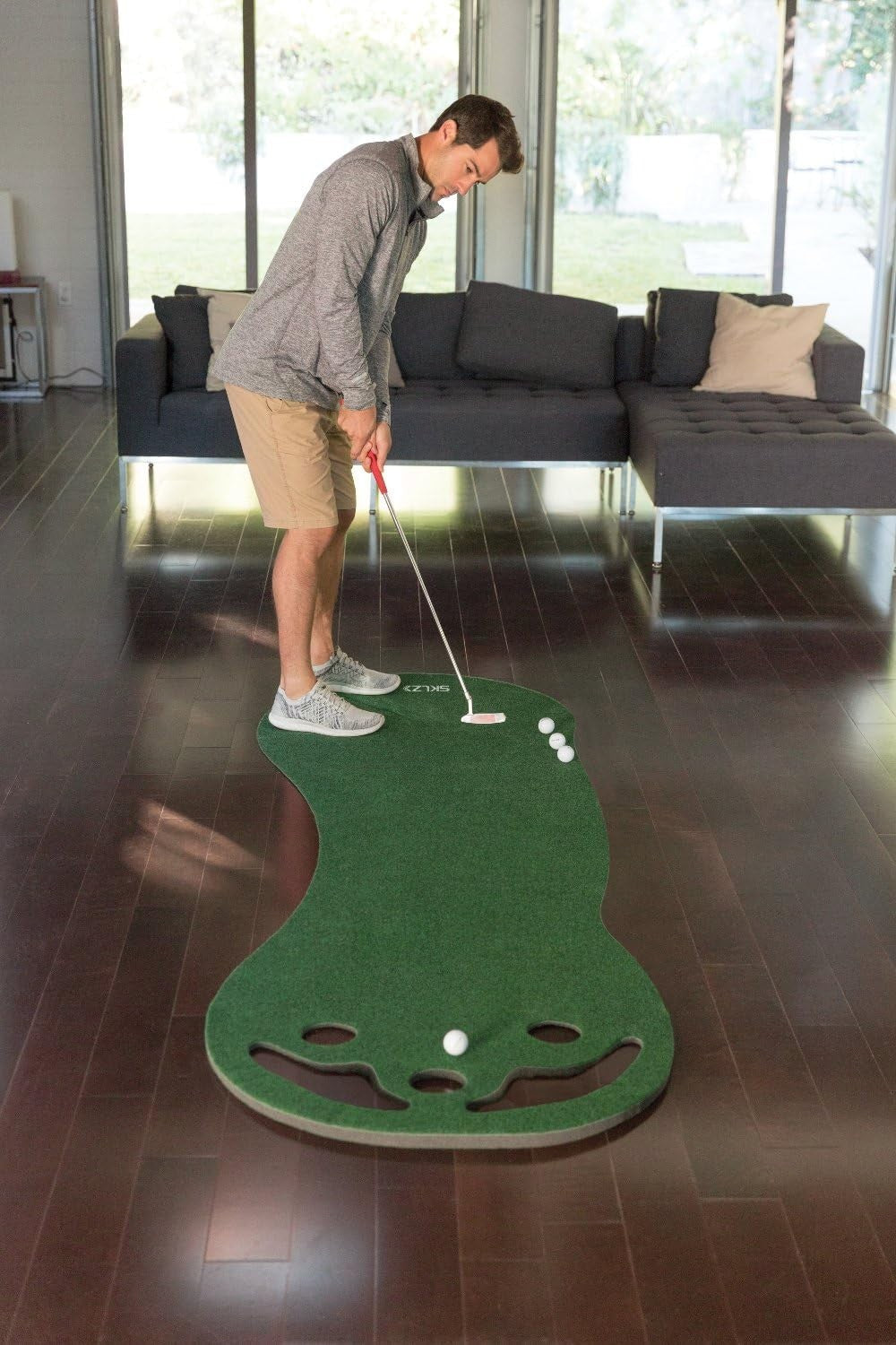 Indoor Golf Putting Green 3x9ft Training Mat Ball Return Cup Practice