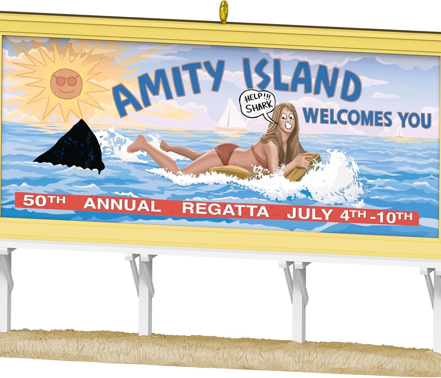Jaws 50th Anniversary Ornament – Lenticular Billboard Keepsake Movie Decor Gift
