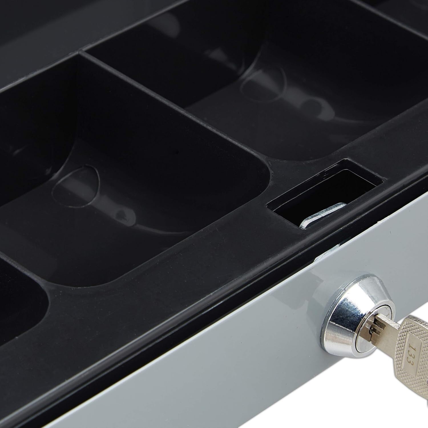 Lockable Cash Box Metal Money Safe Coin Tray Document Storage Case