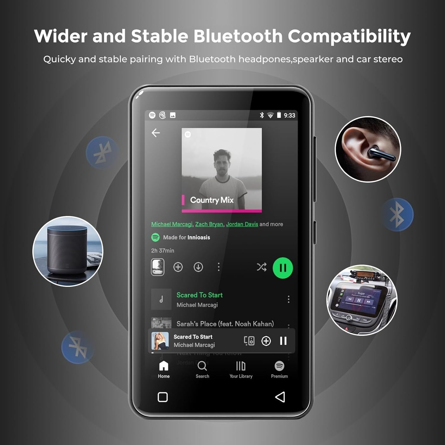WiFi MP3 Player 80GB Bluetooth Spotify Kids Touchscreen Parental Controls
