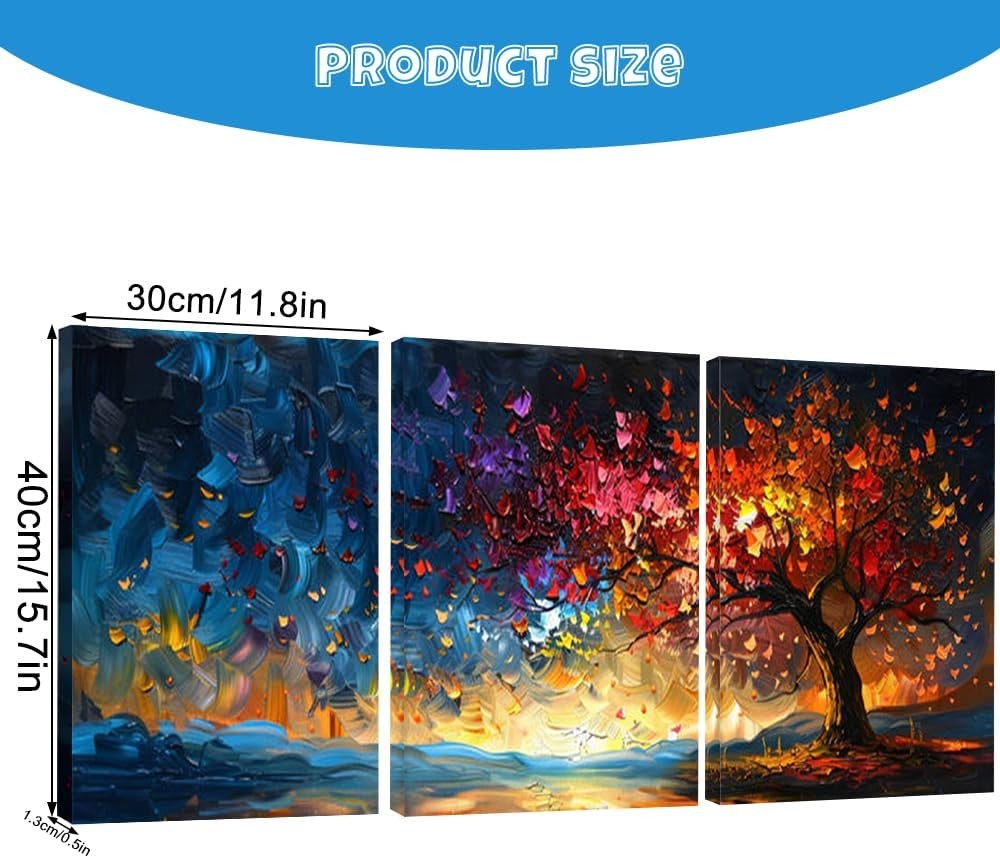 Tree of Life Canvas Wall Art Set Modern 3 Panel Prints Living Room Decor