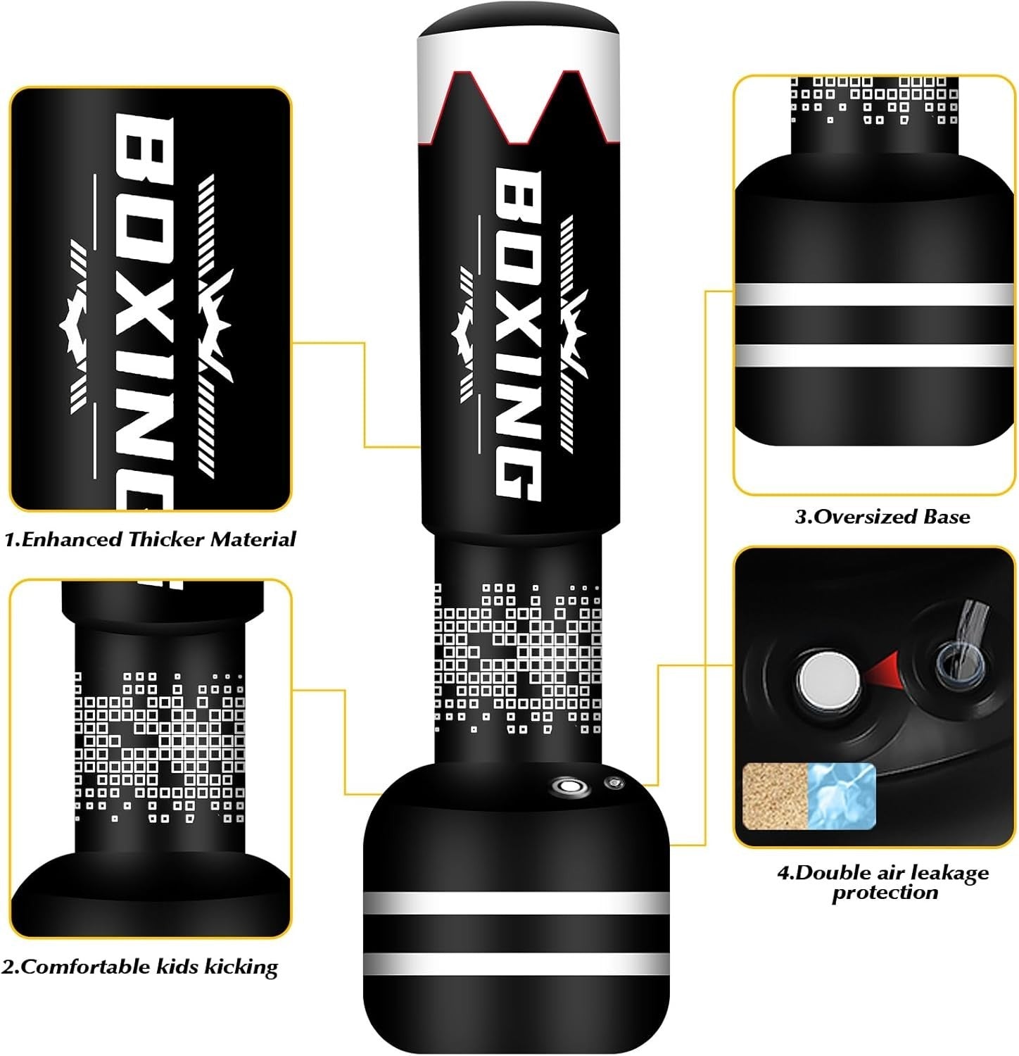 Upgraded 70in Inflatable Boxing Punch Bag Adult MMA Fitness Trainer