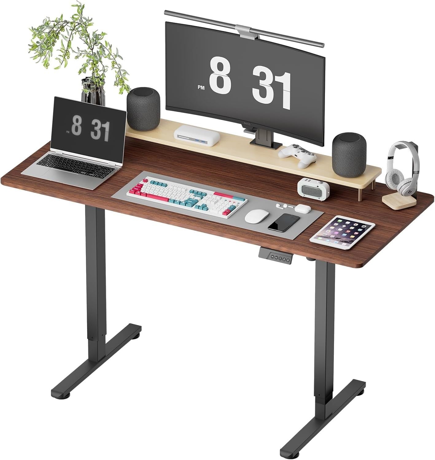 Electric Height Adjustable Standing Desk 140x60cm Ergonomic Sit Stand Table