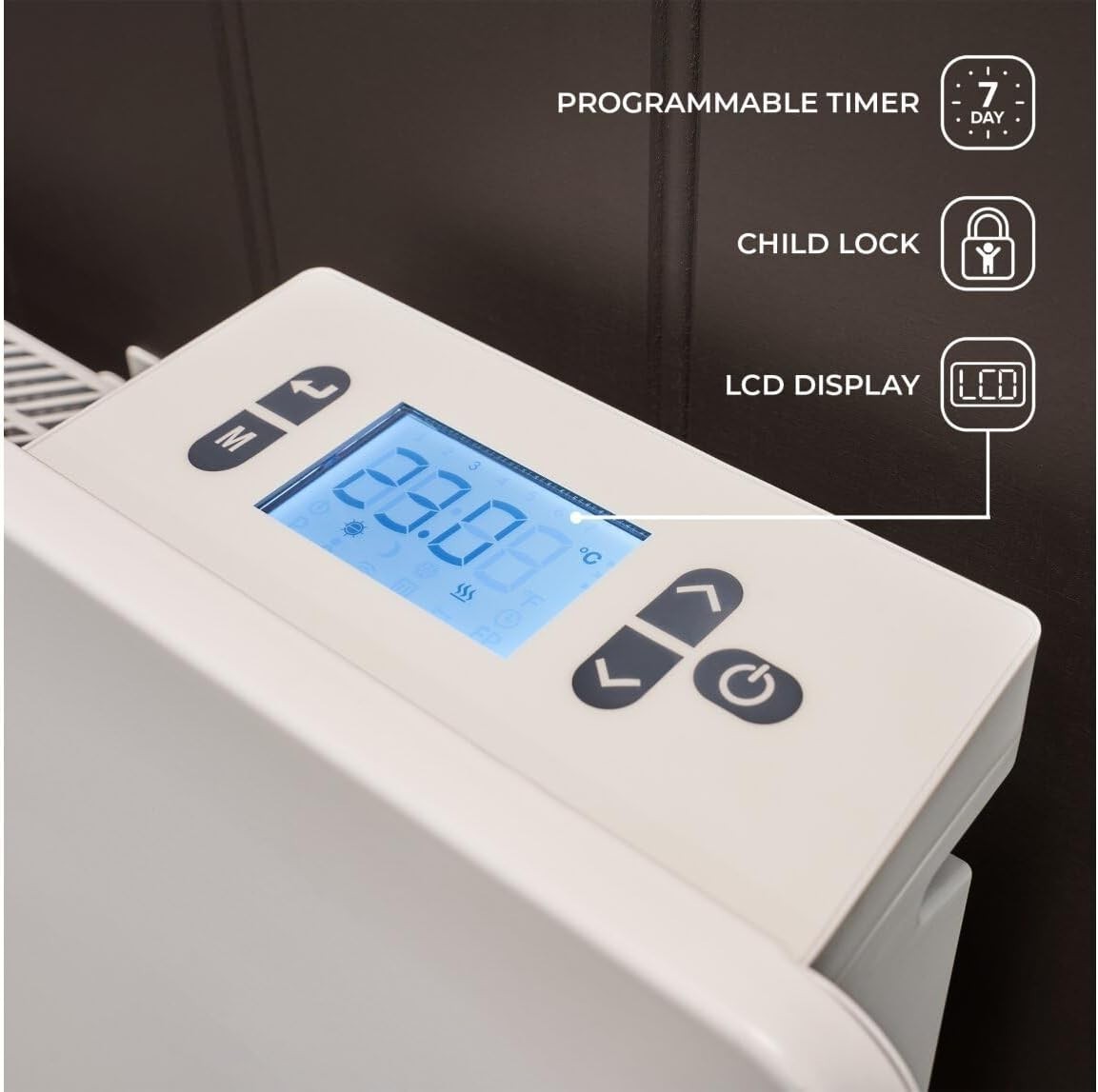 1500W Ceramic Core Electric Wall-Mounted Radiator Heater White