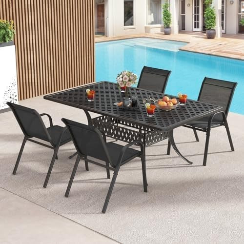 Stackable Garden Chairs Set of 2 Metal Patio Bistro Chairs Armrests