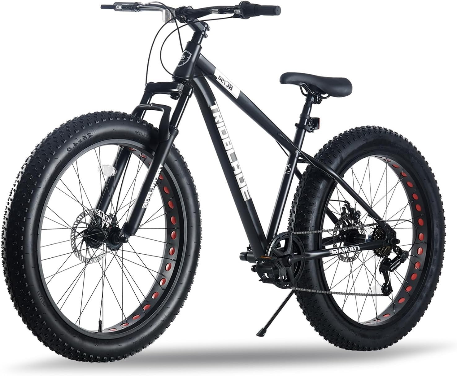 26" Fat Tyre Bike Mens Womens 7 Speed Full Suspension MTB Disc Brake