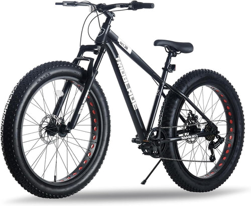 26" Fat Tyre Bike Mens Womens 7 Speed Full Suspension MTB Disc Brake