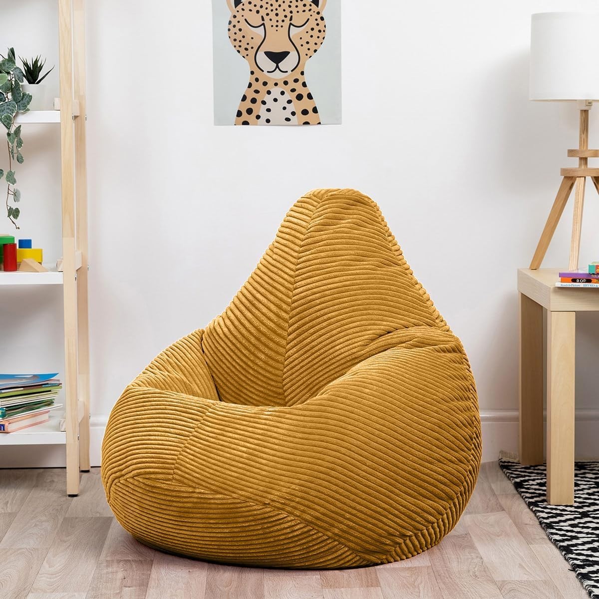 Ochre Yellow Kids Bean Bag Chairs 2 Pack Soft Corduroy Lounge for Reading Gaming