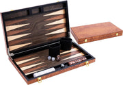 Deluxe 18in Wooden Backgammon Set Folding Luxury Board Game Travel Case