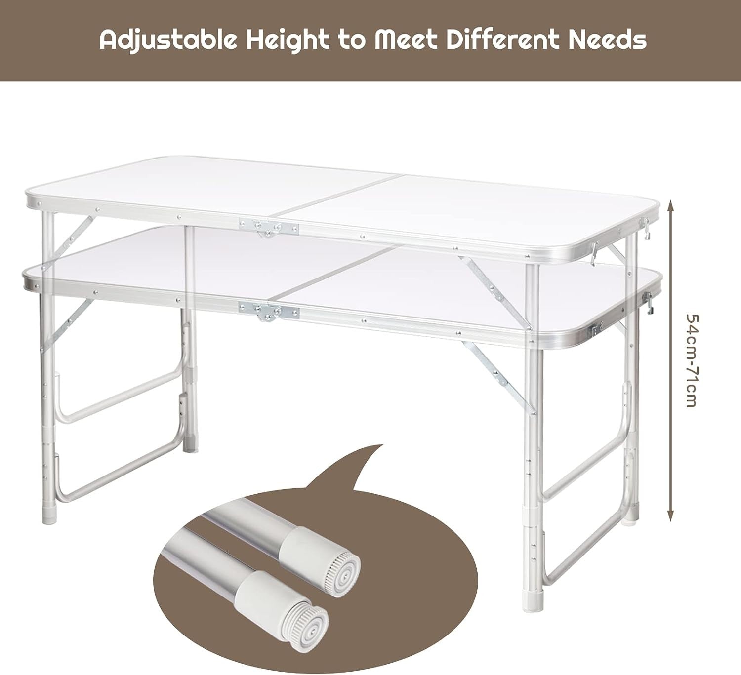 Adjustable Folding Camping Table with Storage Cupboard Organizer Portable